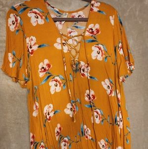 By together floral lace up shirt